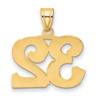 14k Yellow Gold Polished Etched Number 32 Pendant