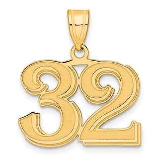 14k Yellow Gold Polished Etched Number 32 Pendant