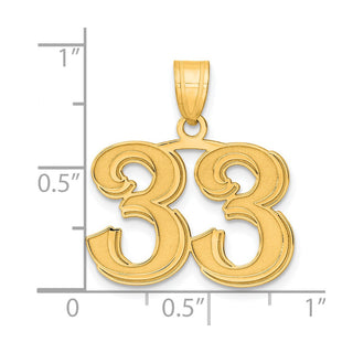 14k Yellow Gold Polished Etched Number 33 Pendant