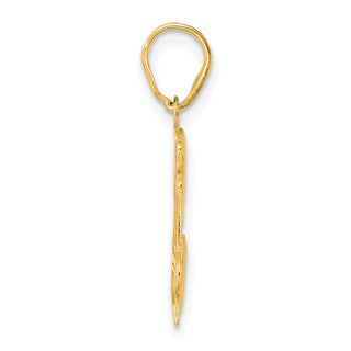 14k Yellow Gold Polished Etched Number 34 Pendant