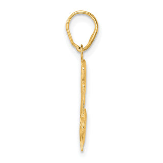14k Yellow Gold Polished Etched Number 34 Pendant