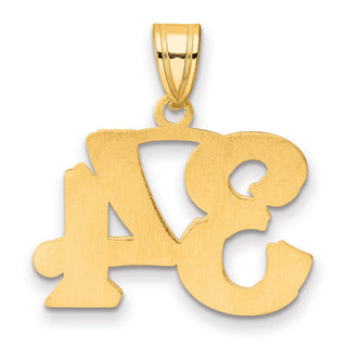 14k Yellow Gold Polished Etched Number 34 Pendant