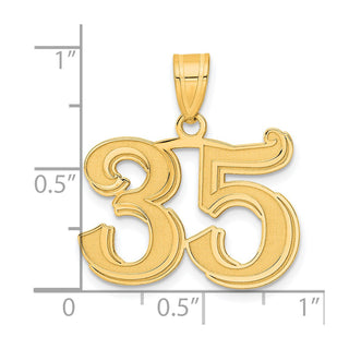 14k Yellow Gold Polished Etched Number 35 Pendant