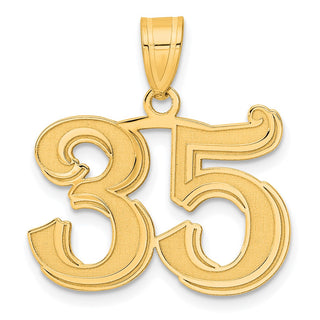 14k Yellow Gold Polished Etched Number 35 Pendant