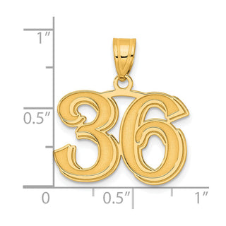 14k Yellow Gold Polished Etched Number 36 Pendant