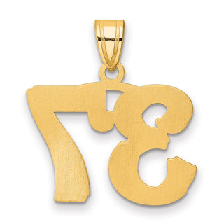 14k Yellow Gold Polished Etched Number 37 Pendant