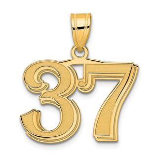 14k Yellow Gold Polished Etched Number 37 Pendant