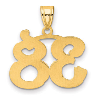 14k Yellow Gold Polished Etched Number 38 Pendant