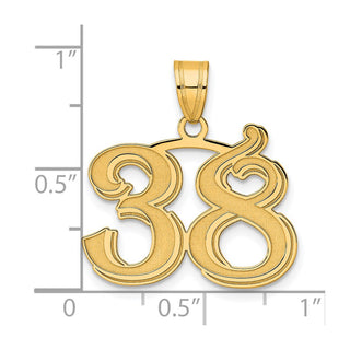 14k Yellow Gold Polished Etched Number 38 Pendant