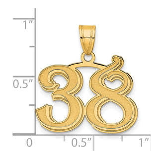 14k Yellow Gold Polished Etched Number 38 Pendant