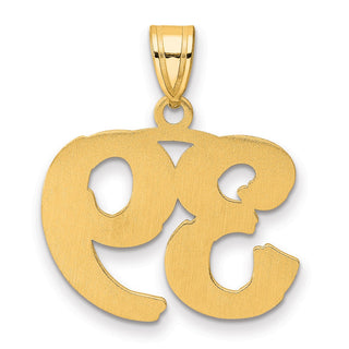 14k Yellow Gold Polished Etched Number 39 Pendant