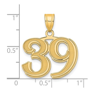 14k Yellow Gold Polished Etched Number 39 Pendant