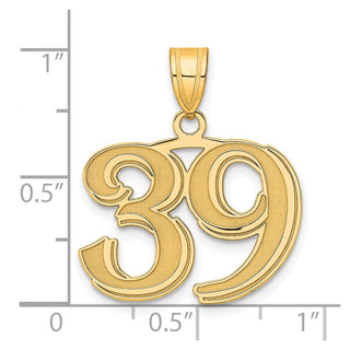 14k Yellow Gold Polished Etched Number 39 Pendant
