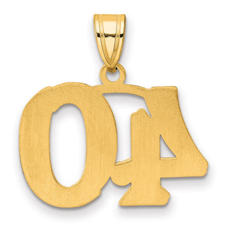 14k Yellow Gold Polished Etched Number 40 Pendant