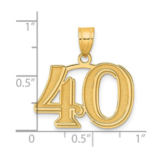 14k Yellow Gold Polished Etched Number 40 Pendant