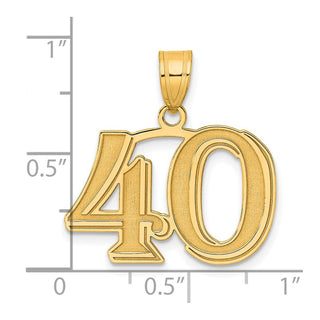 14k Yellow Gold Polished Etched Number 40 Pendant