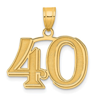 14k Yellow Gold Polished Etched Number 40 Pendant