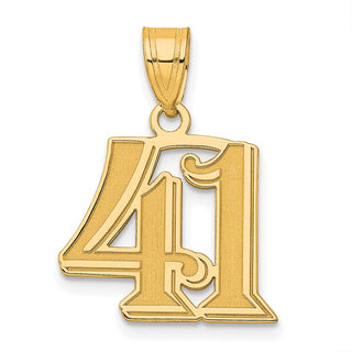 14k Yellow Gold Polished Etched Number 41 Pendant