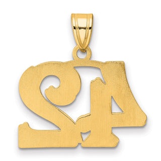 14k Yellow Gold Polished Etched Number 42 Pendant