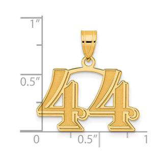 14k Yellow Gold Polished Etched Number 44 Pendant