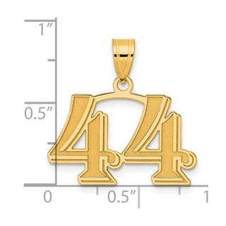 14k Yellow Gold Polished Etched Number 44 Pendant