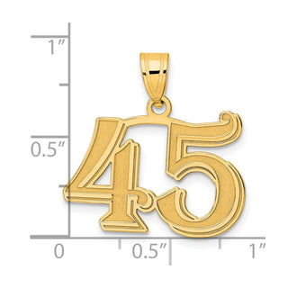 14k Yellow Gold Polished Etched Number 45 Pendant