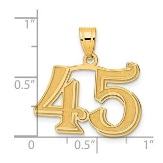 14k Yellow Gold Polished Etched Number 45 Pendant