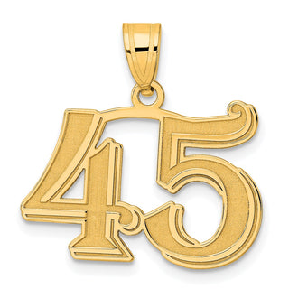 14k Yellow Gold Polished Etched Number 45 Pendant