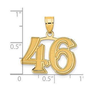 14k Yellow Gold Polished Etched Number 46 Pendant