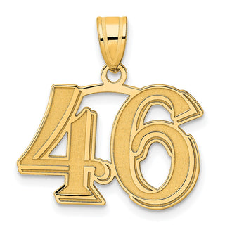 14k Yellow Gold Polished Etched Number 46 Pendant