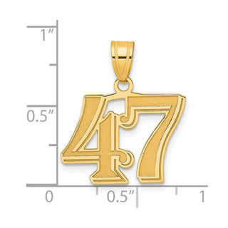 14k Yellow Gold Polished Etched Number 47 Pendant