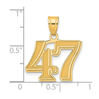 14k Yellow Gold Polished Etched Number 47 Pendant