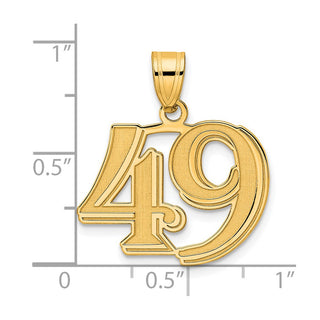 14k Yellow Gold Polished Etched Number 49 Pendant