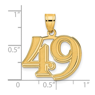 14k Yellow Gold Polished Etched Number 49 Pendant