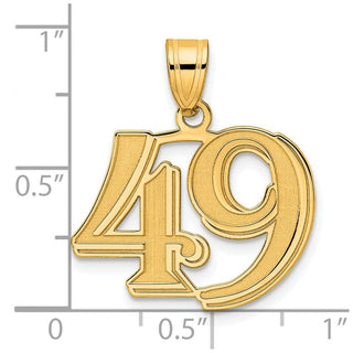 14k Yellow Gold Polished Etched Number 49 Pendant