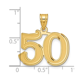 14k Yellow Gold Polished Etched Number 50 Pendant