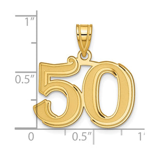 14k Yellow Gold Polished Etched Number 50 Pendant