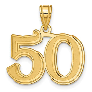 14k Yellow Gold Polished Etched Number 50 Pendant
