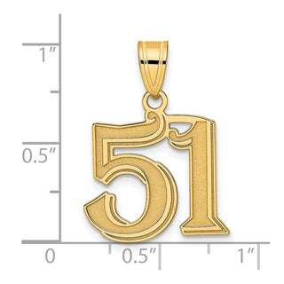 14k Yellow Gold Polished Etched Number 51 Pendant