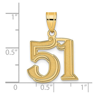 14k Yellow Gold Polished Etched Number 51 Pendant