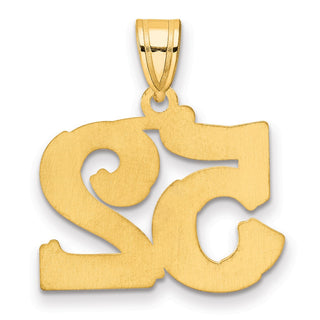 14k Yellow Gold Polished Etched Number 52 Pendant