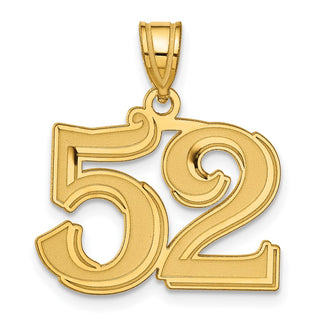 14k Yellow Gold Polished Etched Number 52 Pendant