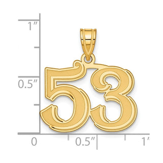 14k Yellow Gold Polished Etched Number 53 Pendant