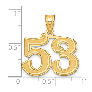 14k Yellow Gold Polished Etched Number 53 Pendant