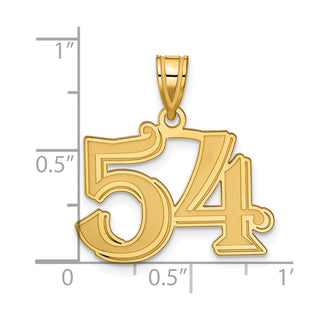 14k Yellow Gold Polished Etched Number 54 Pendant
