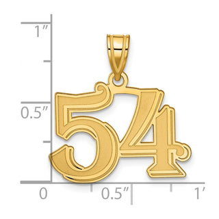 14k Yellow Gold Polished Etched Number 54 Pendant