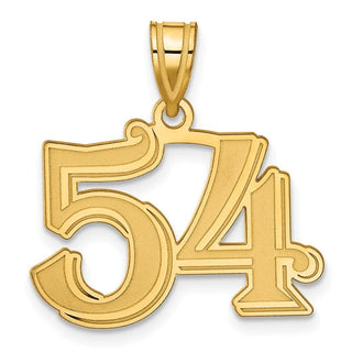 14k Yellow Gold Polished Etched Number 54 Pendant
