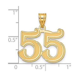 14k Yellow Gold Polished Etched Number 55 Pendant