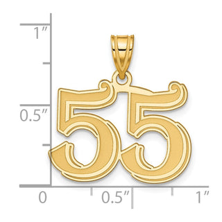 14k Yellow Gold Polished Etched Number 55 Pendant