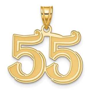 14k Yellow Gold Polished Etched Number 55 Pendant